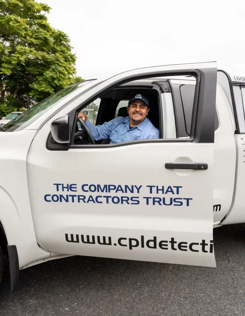 Cable Pipe technician in company truck